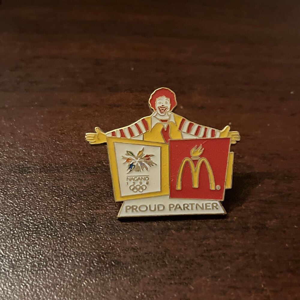 McDonald’s 1998 Nagano Olympics Proud Partner Ronald McDonald Employee Lapel Pin